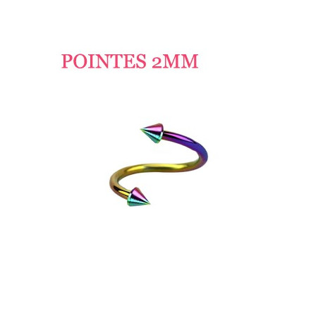 Piercing spirale 6mm arc en ciel et pointes 2mm Piercing oreille4,60 €