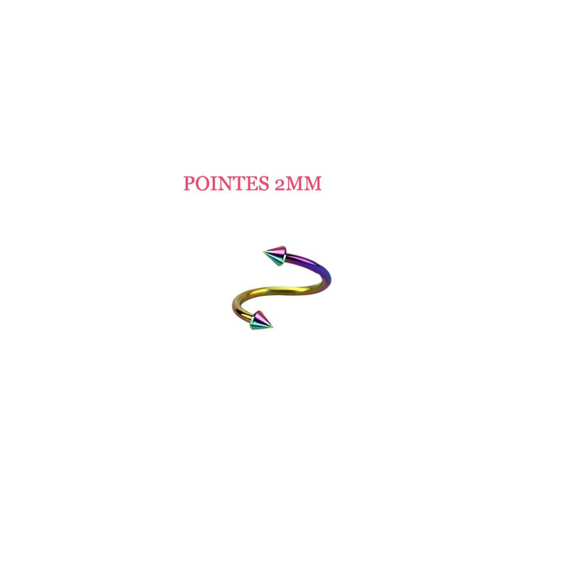 Piercing spirale 6mm arc en ciel et pointes 2mm Piercing oreille4,60 €