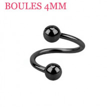 Piercing spirale 8mm noir et boules 4mm Syw Piercing oreille4,60 €