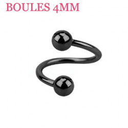 Piercing spirale 8mm noir et boules 4mm Syw Piercing oreille4,60 €