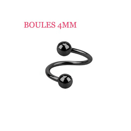 Piercing spirale 10mm noir et boules 4mm Mas Piercing oreille4,60 €