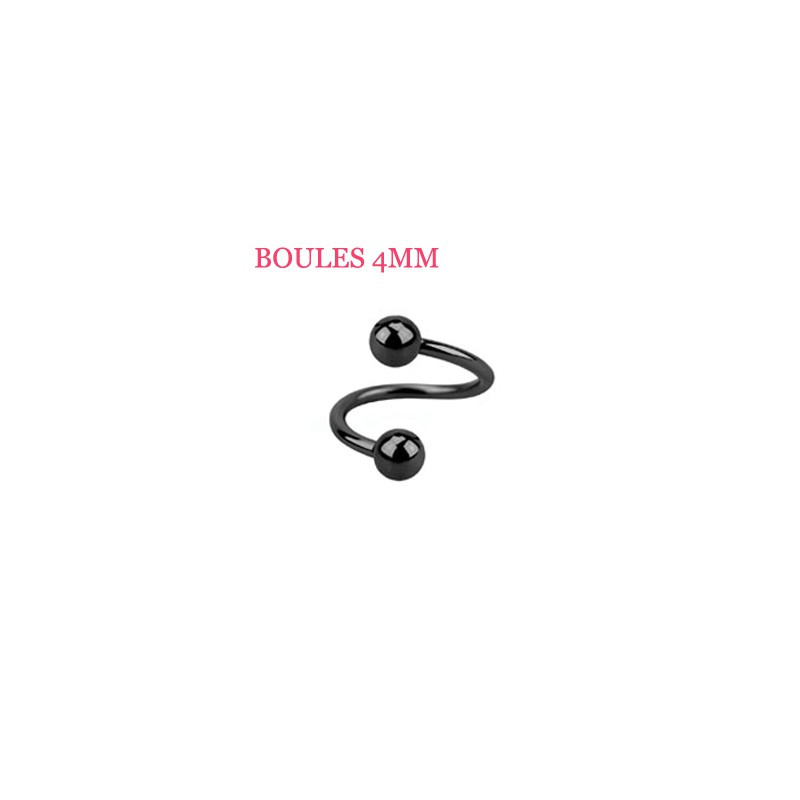 Piercing spirale 10mm noir et boules 4mm Mas Piercing oreille4,60 €