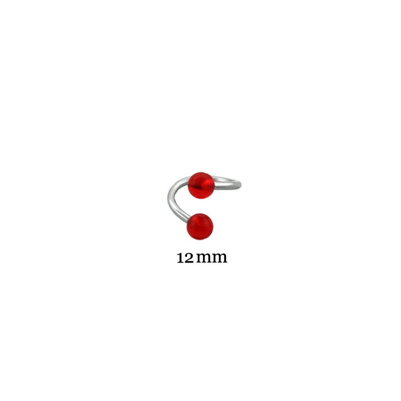 Piercing spirale 12mm et boules 4mm rouge Fojy Piercing oreille2,20 €