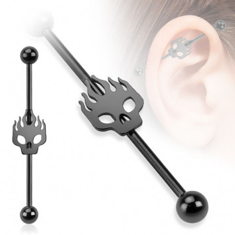 Piercing industriel 38mm tête noire en flammes Piercing oreille5,49 €
