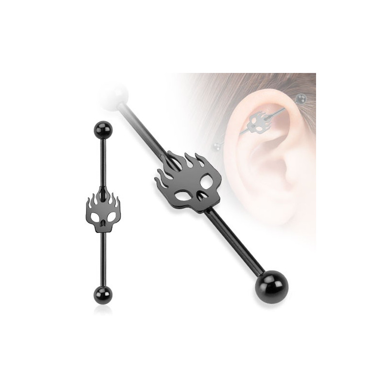 Piercing industriel 38mm tête noire en flammes Piercing oreille5,49 €