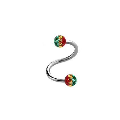 Piercing spirale 10mm boules rasta Aka Piercing oreille10,49 €