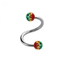 Piercing spirale 12mm boules rasta AYur Piercing oreille10,49 €