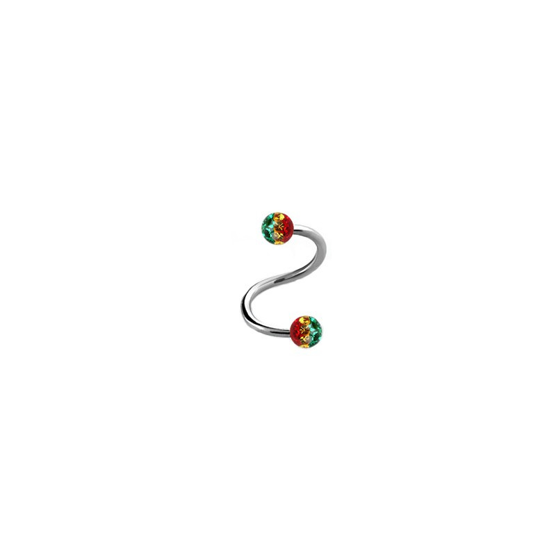 Piercing spirale 12mm boules rasta AYur Piercing oreille10,49 €