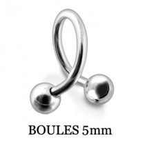 Piercing spirale 10 x 1,2mm boules 5mm Mada Piercing oreille2,90 €