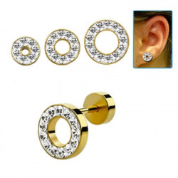 Faux piercing d'oreille tunnel de 6mm doré et cristal blanc Vaz Faux piercing4,99 €