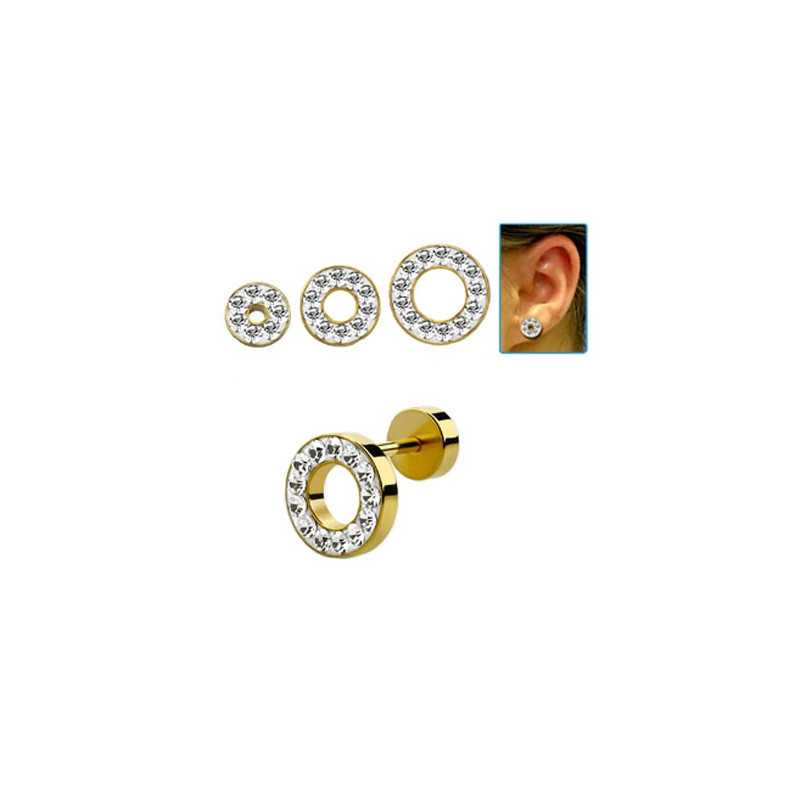 Faux piercing tunnel 10mm doré et cristal blanc Voki Faux piercing5,99 €