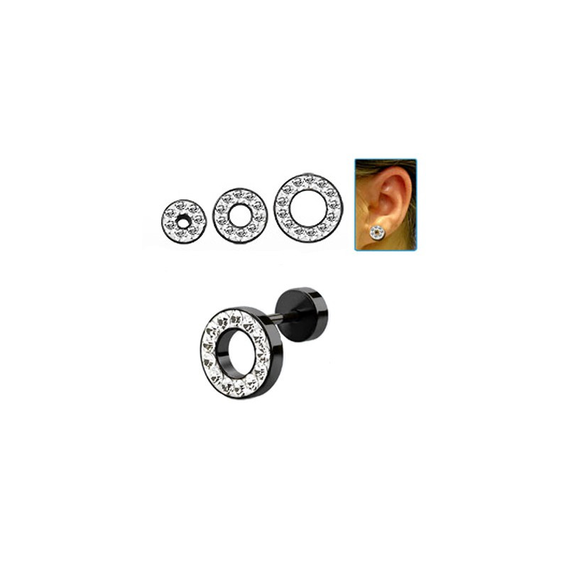 Faux piercing d'oreille tunnel de 8mm noir et cristal blanc Voki Faux piercing5,49 €
