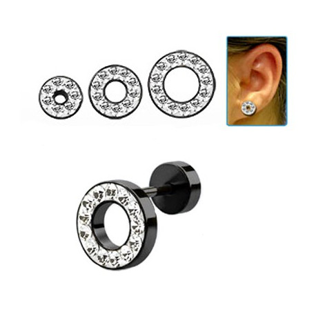 Faux piercing tunnel de 10mm noir et cristal blanc Volij Faux piercing5,99 €
