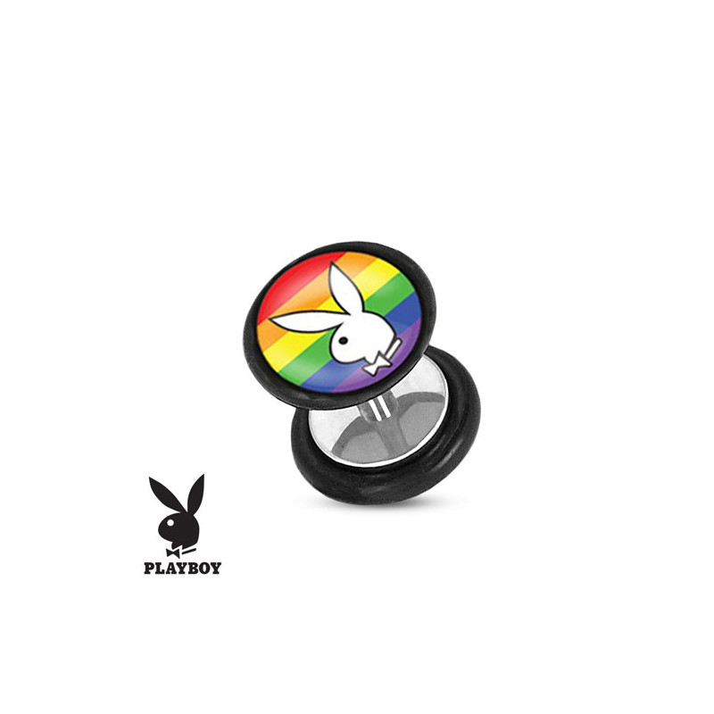 Faux piercing plug playboy blanc et arc en ciel Faux piercing3,49 €