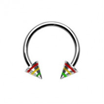 Piercing fer à cheval 10 x 1,2mm rayé rasta Anyj Piercing oreille4,49 €