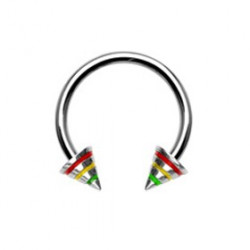 Piercing fer à cheval 10 x 1,2mm rayé rasta Anyj Piercing oreille4,49 €