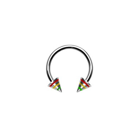 Piercing fer à cheval 10 x 1,2mm rayé rasta Anyj Piercing oreille4,49 €