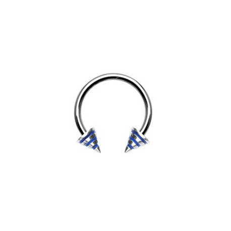Piercing fer à cheval 10 x 1,2mm pointes rayées bleu Taka Piercing oreille4,49 €