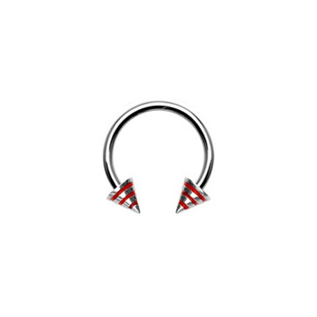 Piercing fer à cheval 10 x 1,2mm pointes rayées rouge Kute Piercing oreille4,49 €