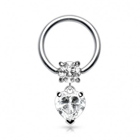 Piercing anneau 10 x 1,2mm avec un coeur en zirconium blanc Haxi Piercing oreille4,65 €