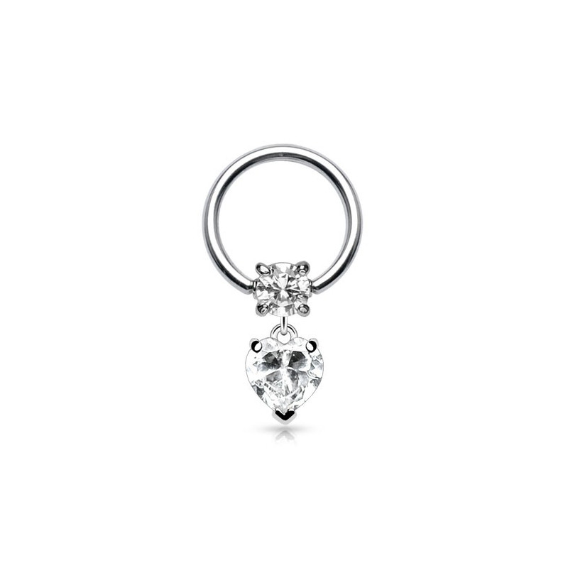 Piercing anneau 10 x 1,2mm avec un coeur en zirconium blanc Haxi Piercing oreille4,65 €