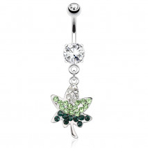 Piercing nombril feuille de cannabis et zirconium vert Piercing nombril6,80 €