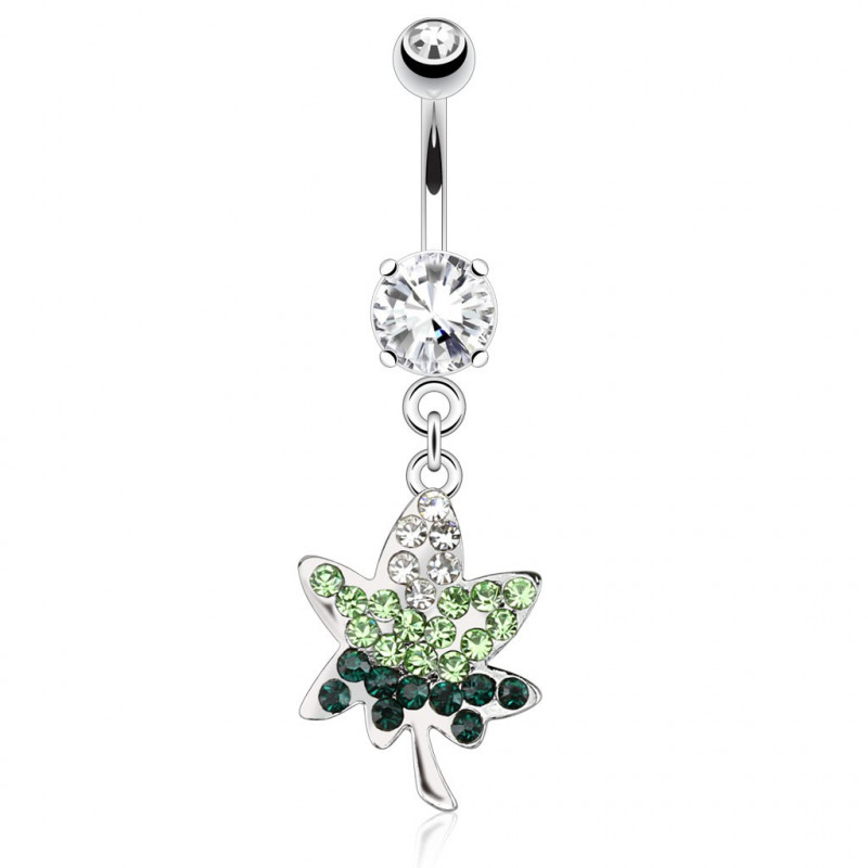 Piercing nombril feuille de cannabis et zirconium vert Piercing nombril6,80 €
