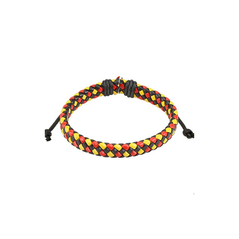 Bracelet cuir noir rouge et jaune tressé Aox Bijoux4,60 €