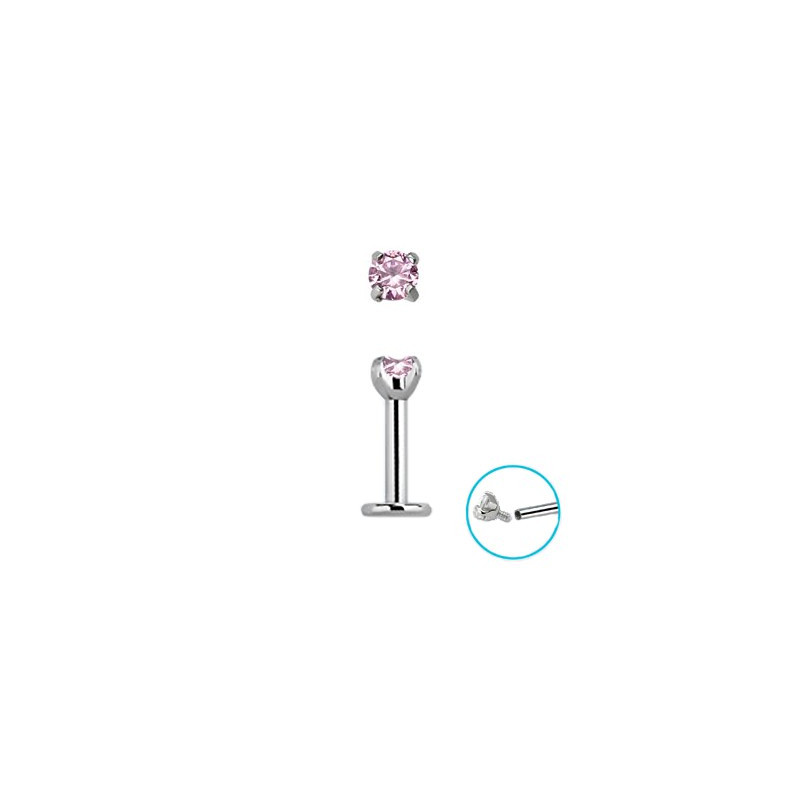 Piercing labret 8 x 1,2mm zirconium rose Vad Piercing labret4,49 €