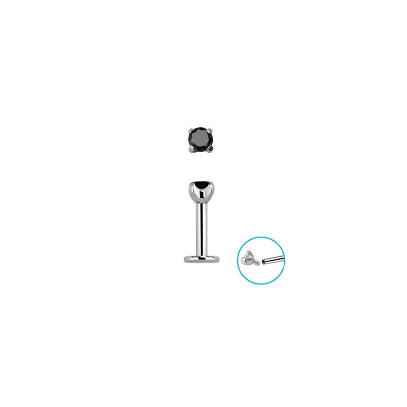 Piercing labret 10 x 1,2mm zirconium noir Kom Piercing labret4,49 €