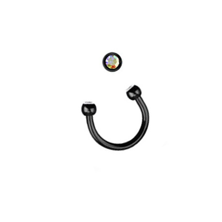 Piercing fer à cheval 10 x1,2mm noir boules cristal aurore boréale Piercing oreille4,85 €