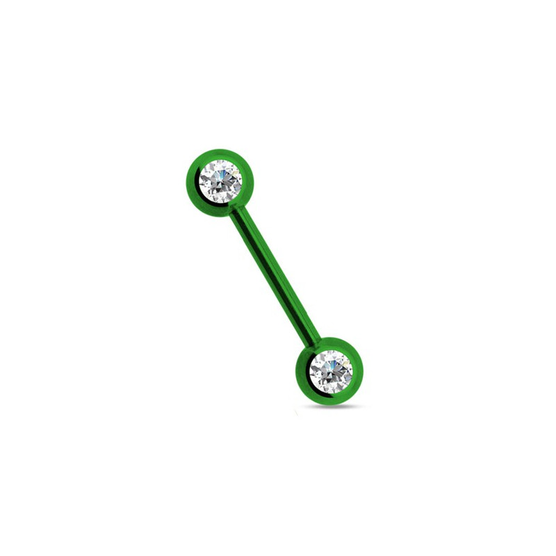 Piercing téton 14mm vert et cristal blanc Souy Piercing téton5,49 €