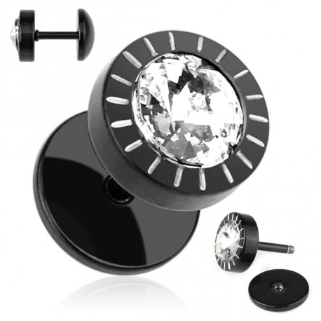 Faux piercing plug acier noir et zirconium blanc Tyr Faux piercing4,60 €