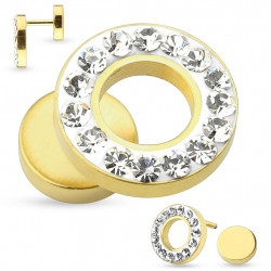 Faux piercing tunnel d'oreille de 12mm doré et cristal blanc Vafu Faux piercing5,99 €