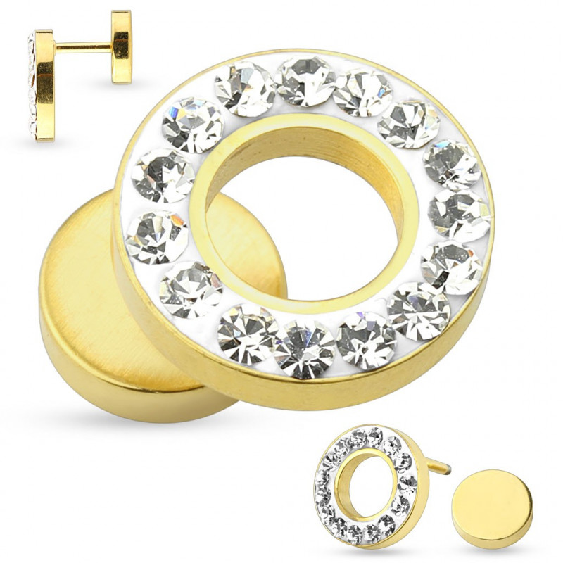 Faux piercing tunnel d'oreille de 12mm doré et cristal blanc Vafu Faux piercing5,99 €