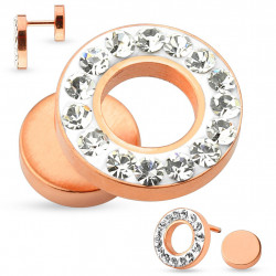 Faux piercing tunnel 12mm or rose et cristal blanc paz Faux piercing5,99 €