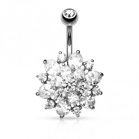 Piercing nombril banane avec fleur dahlia et multi zirconium blanc Xoli Piercing nombril12,90 €