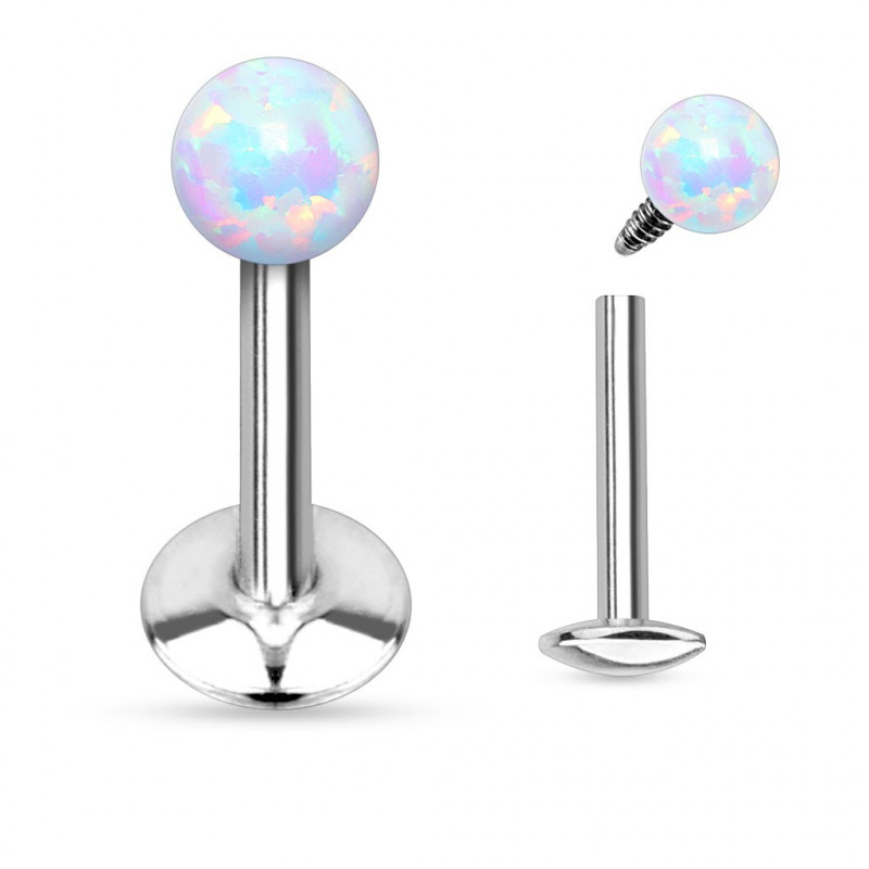 Piercing labret lèvre 6mm boule opale blanche Guhy Piercing labret4,70 €