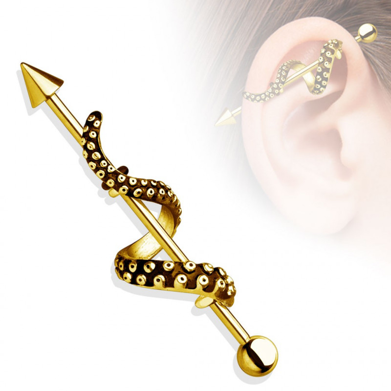 Piercing industriel doré tentacules 38mm Gril Piercing oreille5,95 €