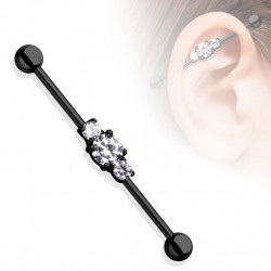 Piercing industriel 35 x 1,6mm noir et zirconium blanc Loy Piercing oreille6,49 €