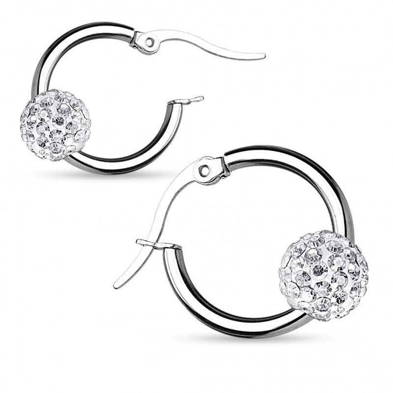 Boucle d'oreille acier et boule cristal blanc Dop Bijoux6,49 €