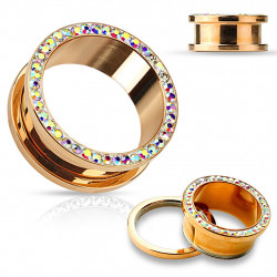 Piercing tunnel 10mm or rose et crystals aurore boréale Lauh Piercing oreille8,99 €