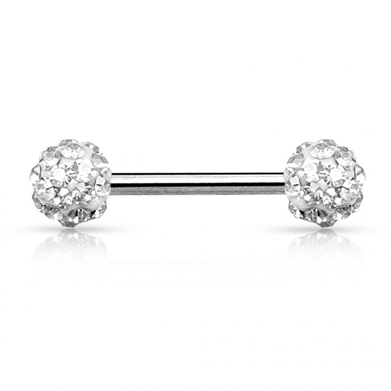 Piercing téton 14mm avec boules en cristal blanc Tizo Piercing téton7,49 €