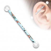 Piercing industriel bleu 38mm avec des fleurs Myko Piercing oreille3,80 €