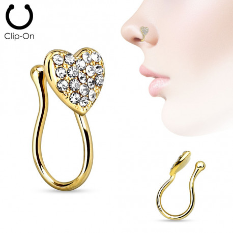 Faux piercing de nez cœur doré et gems blanc Pag Faux piercing4,90 €