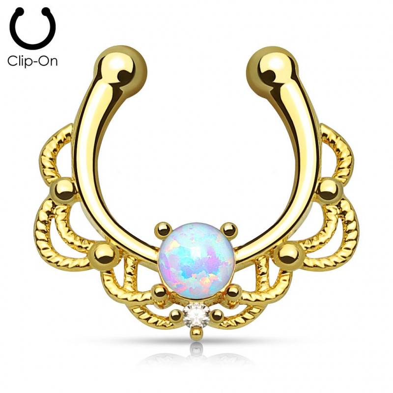 Faux piercing septum doré avec opaline blanche Xoki Faux piercing5,80 €