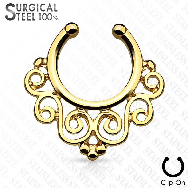 Faux piercing septum vintage doré motif floral Wuh Faux piercing4,90 €