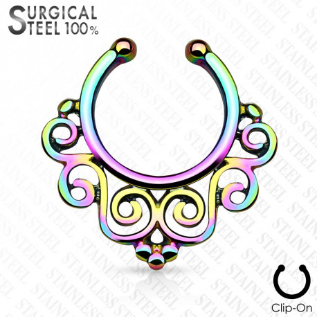 Faux piercing septum vintage arc en ciel motif floral Kog Faux piercing4,90 €