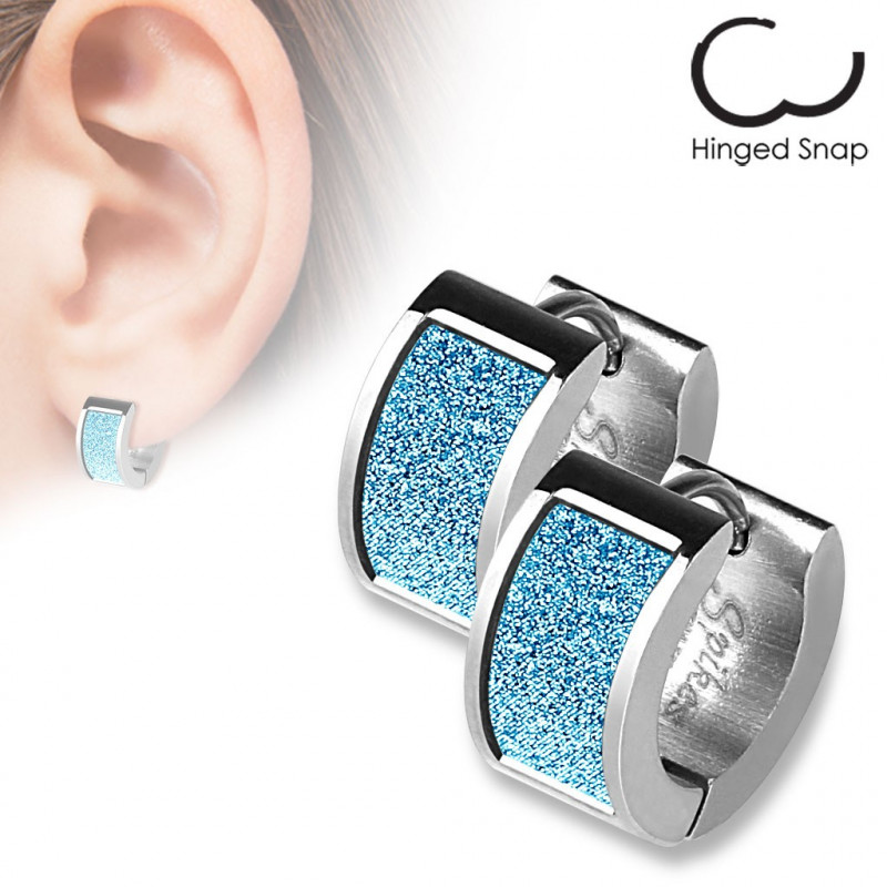 Boucle anneau acier avec un square scintillant bleu Xik Bijoux7,49 €