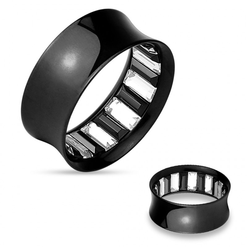 Piercing tunnel 12mm acier noir avec strass blanc Nasok Piercing oreille5,90 €